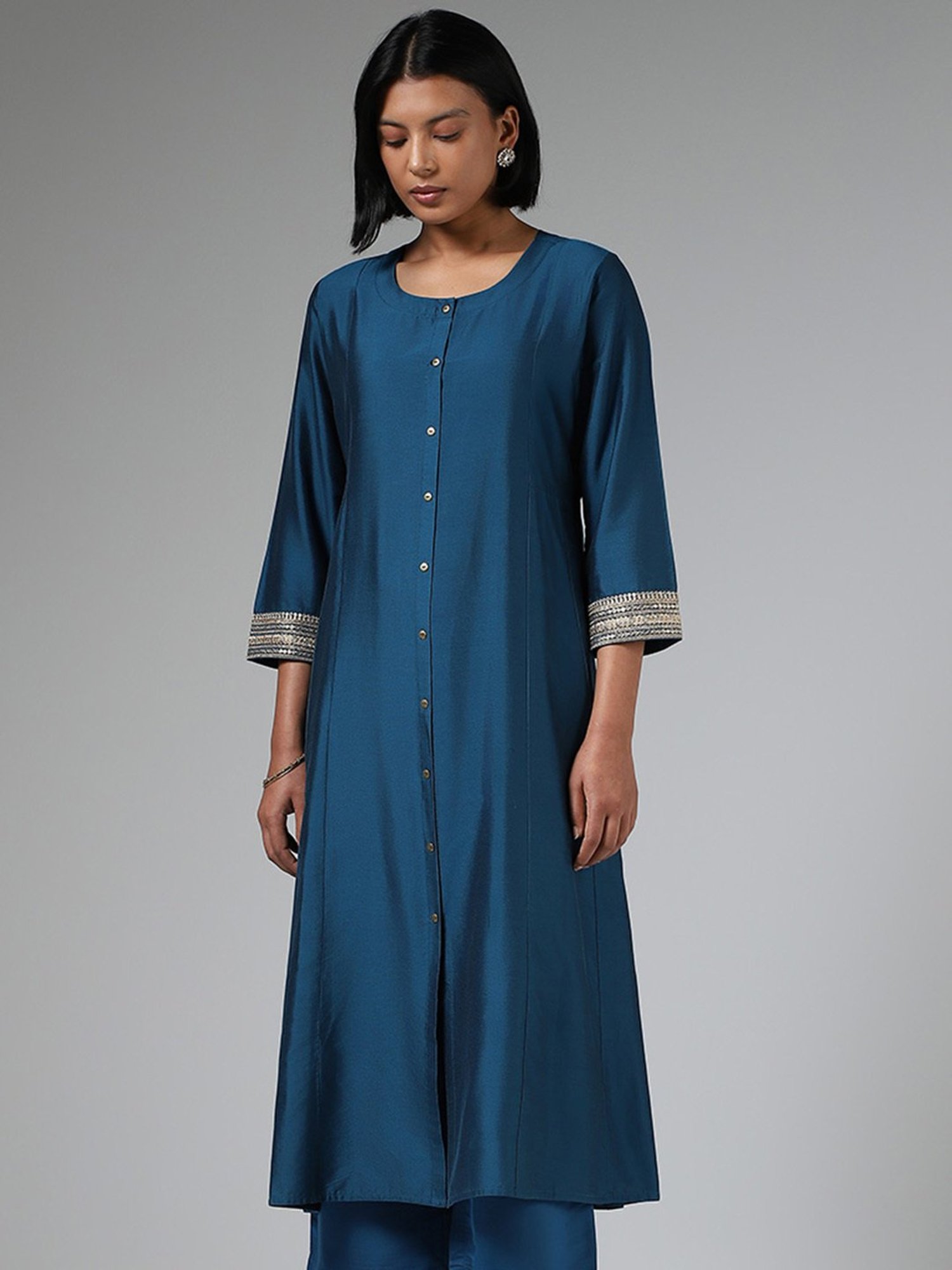 Utsa by Westside Blue Pure Cotton Kurta | Dress patterns, Indian fashion,  Fashion online