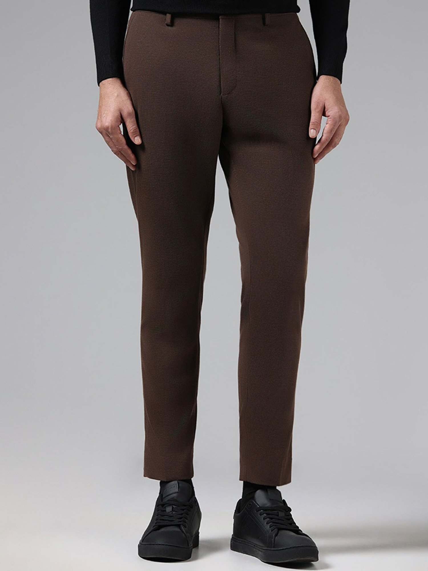 Buy Pesado Men Solid Brown Formal Trousers Online at Best Prices in India -  JioMart.