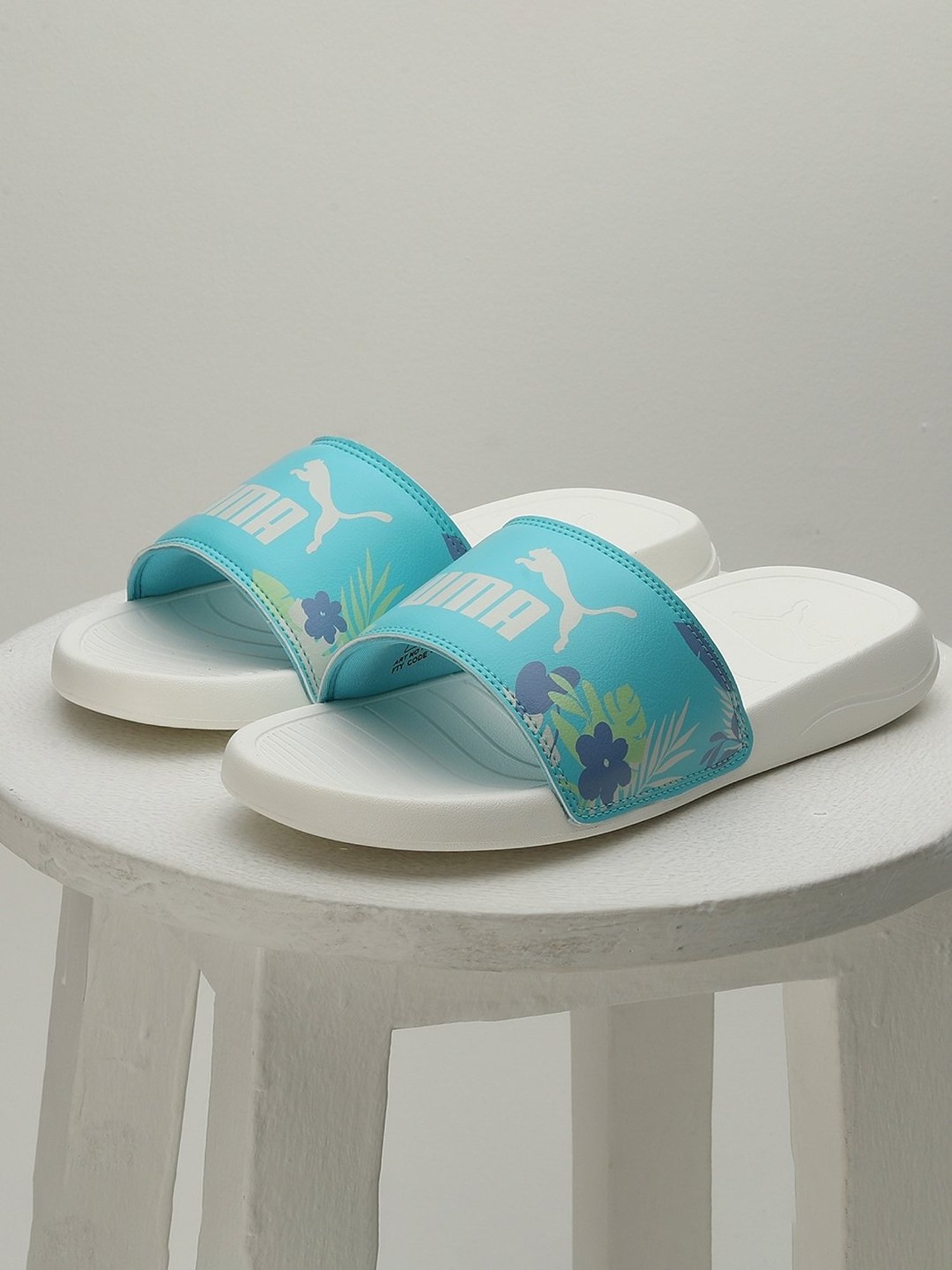 Buy Puma Women s Popcat 20 Floral Aqua Slides for Women at Best