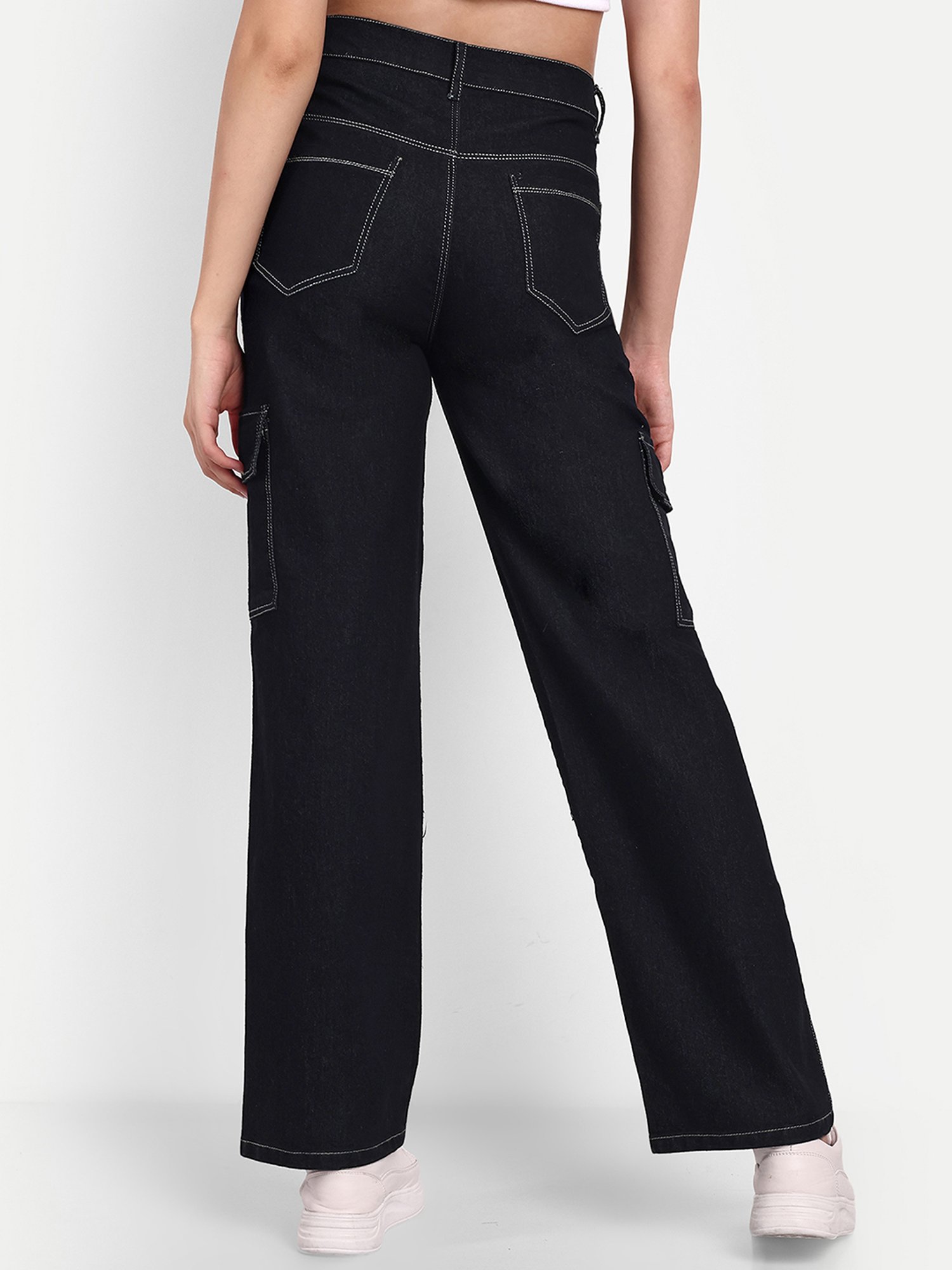 Buy Broadstar Black Denim Relaxed Fit High Rise Cargo Jeans for Women's  Online @ Tata CLiQ