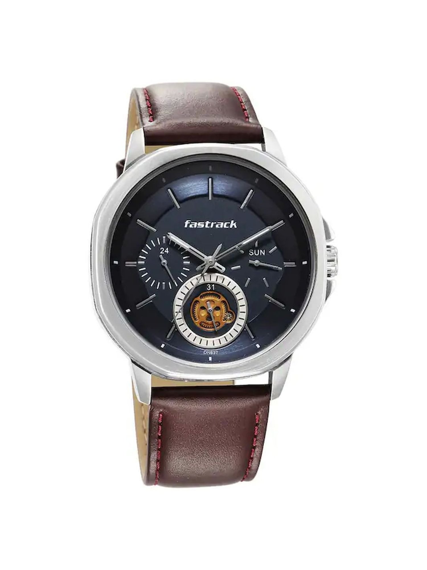 Fastrack Exuberant Quartz Analog White Dial Leather Strap Watch for Guys