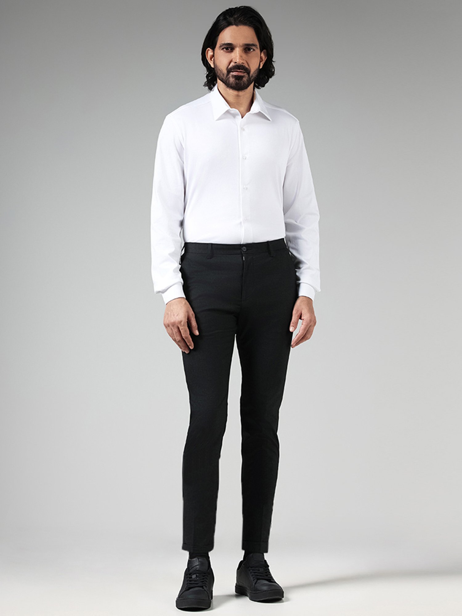 Buy WES Formals Light Khaki Slim-Fit Trousers from Westside