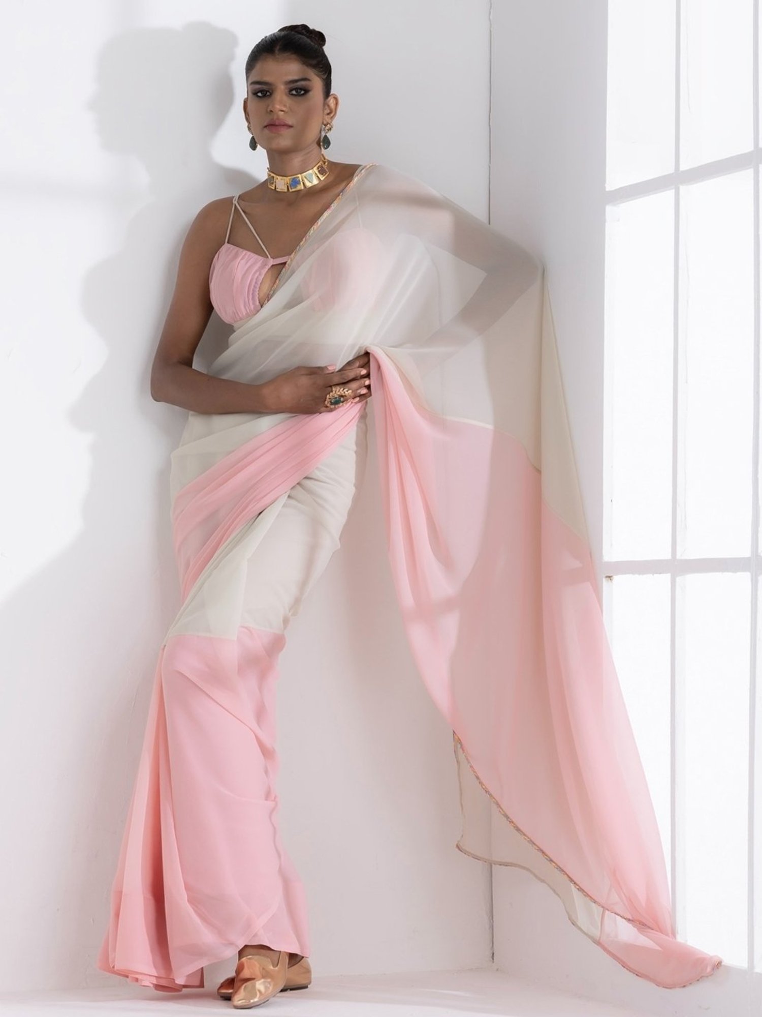 Buy Pink Saree Sequin Embroidered Panel With Unstitched Blouse Piece For  Women by Nazaakat by Samara Singh Online at Aza Fashions.