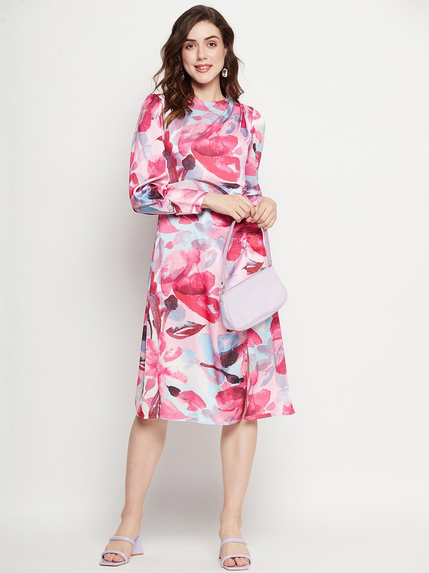 Buy Madame Women Mauve Solid Velvet Finish Fit & Flare Dress - Dresses for  Women 7726930 | Myntra