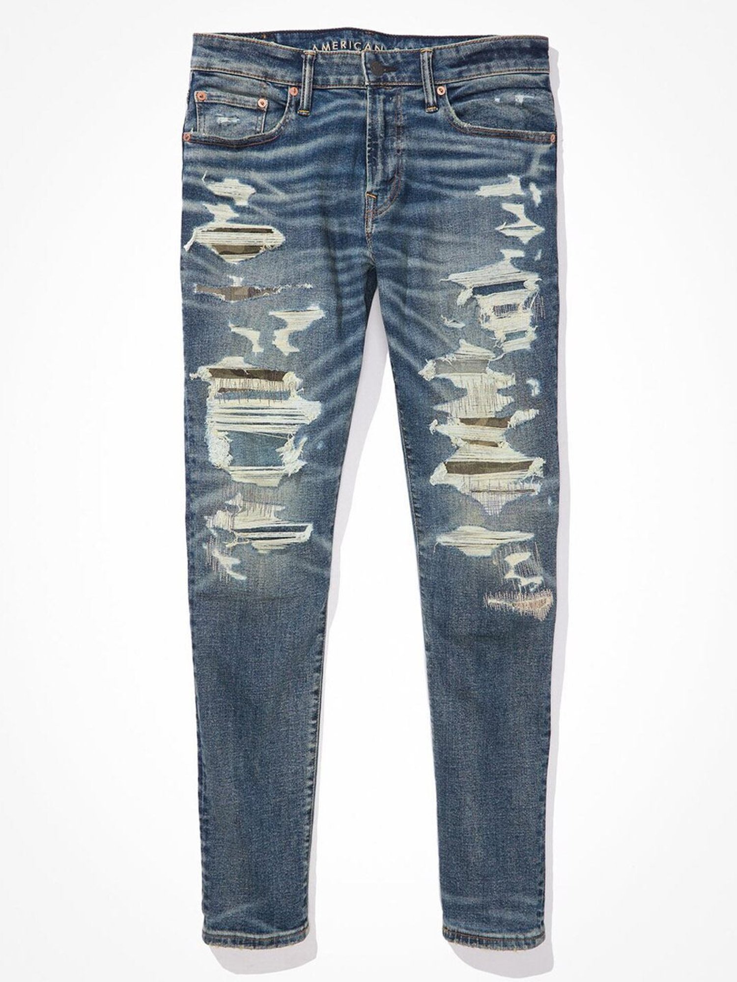 Buy American Eagle Outfitters Blue Skinny Fit Distressed Jeans for Mens  Online @ Tata CLiQ