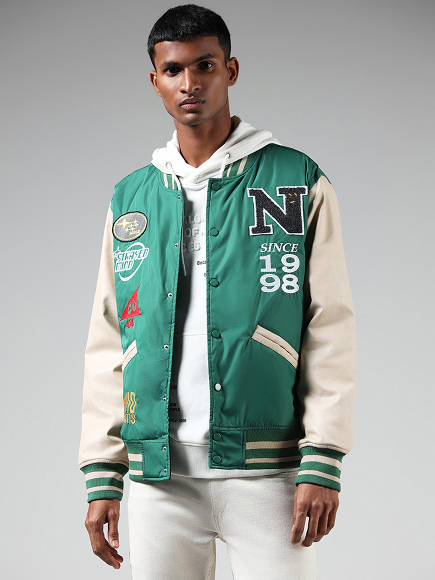 Jaded london alaska outlet varsity jacket in green