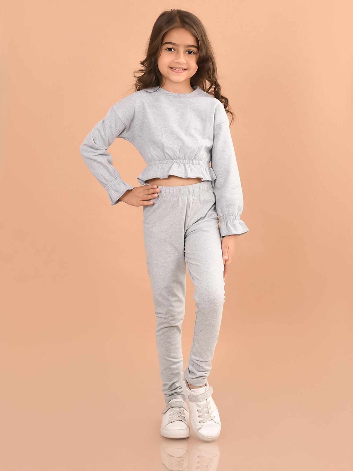 Buy Grey Melange Leggings for Girls by Juniors by Lifestyle Online
