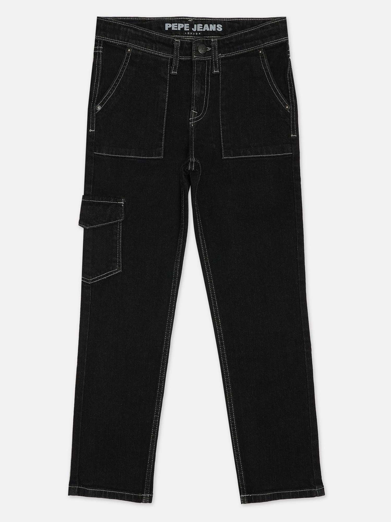 Pepe Jeans Boys Black Solid Jeans