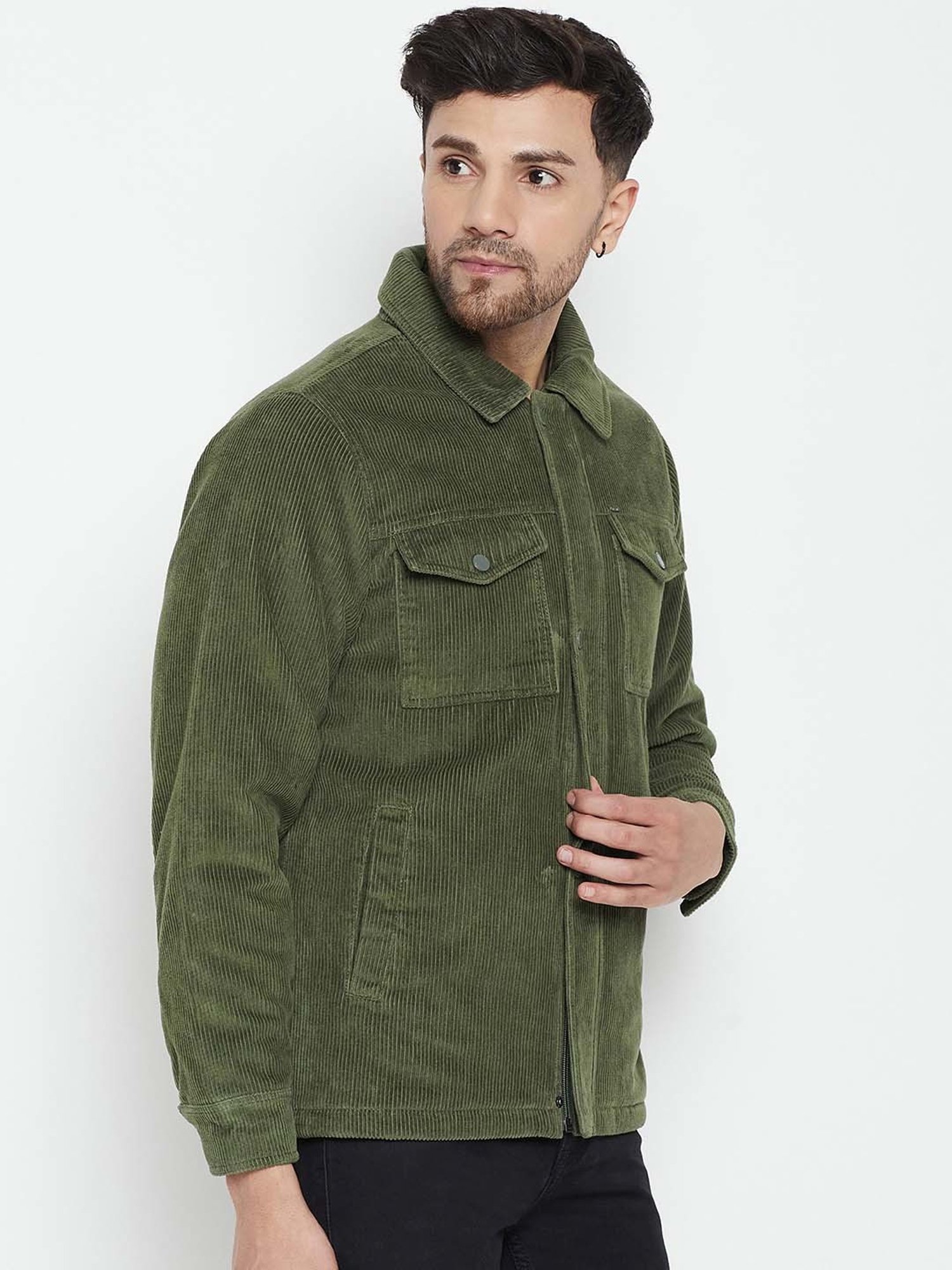 Green Solid Premium Oversized Corduroy Shacket - Thomas Scott | Premium Mens  Apparel Online in India