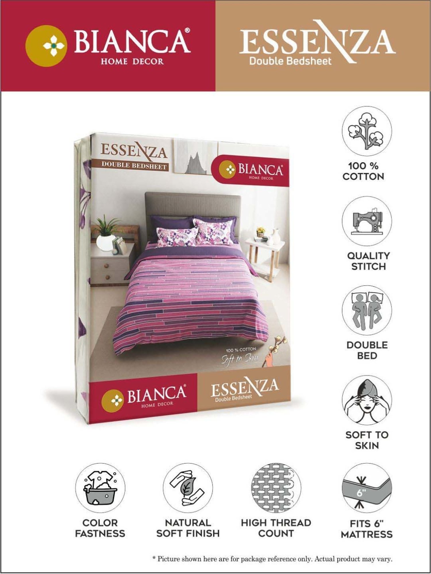 Buy Bianca Essenza Mist Red 100 Cotton Soft Double Size Bed