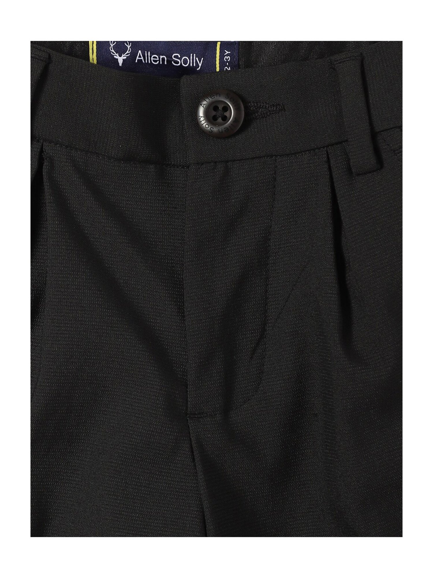 Buy Allen Solly Black Pleated Regular Fit Cotton Trousers for Men Online @  Tata CLiQ