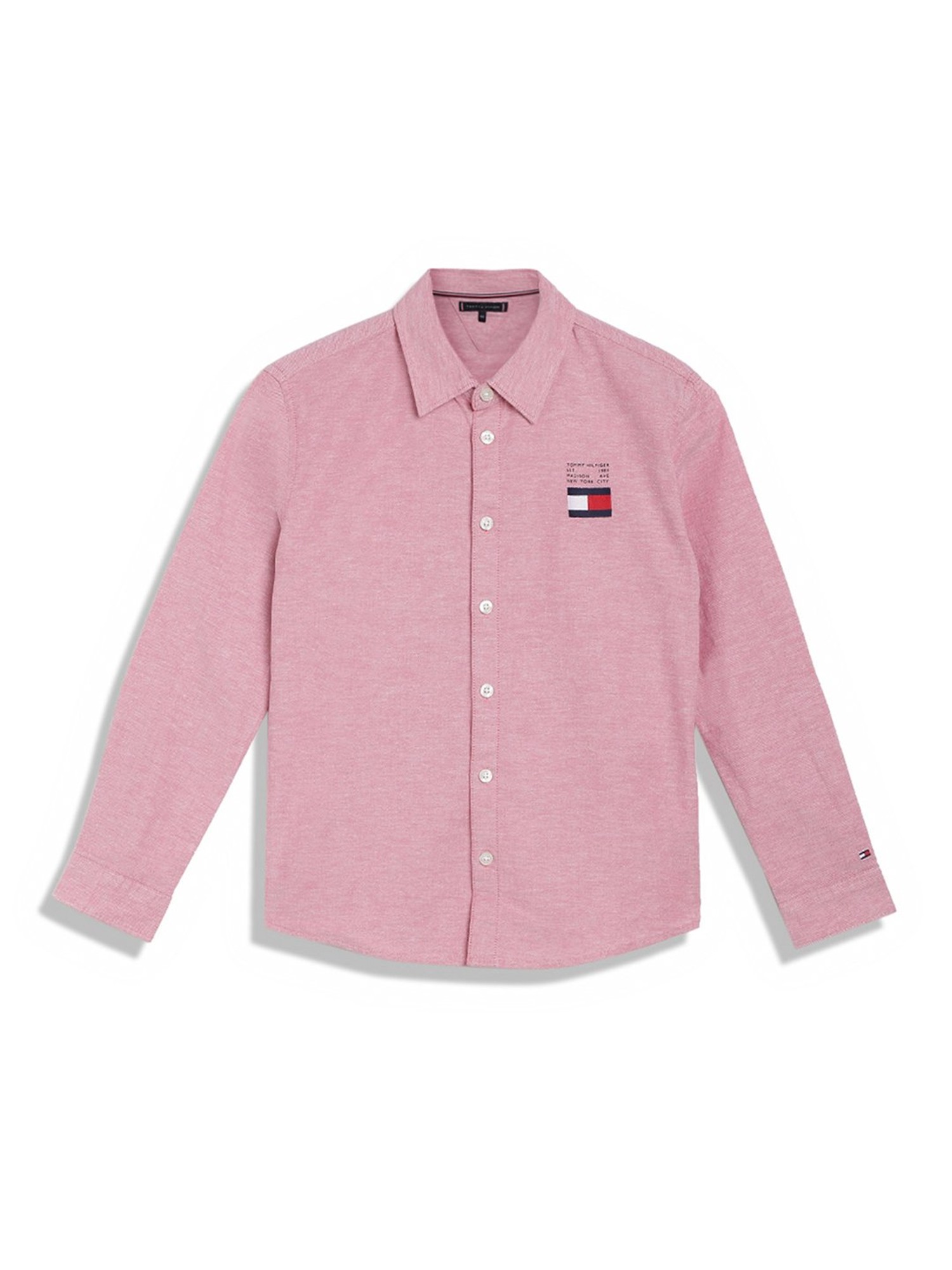 Sleeves Tommy Shirt Solid Pink Kids Full Hilfiger