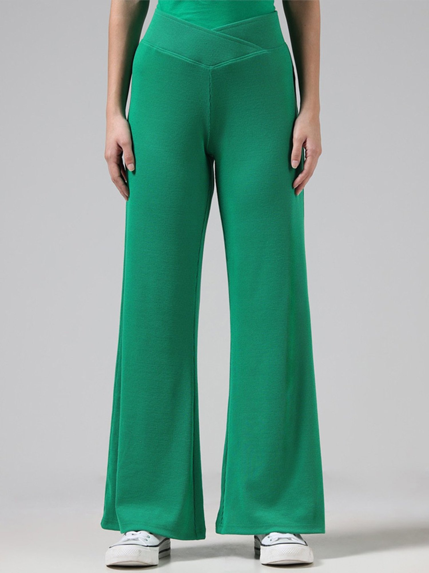 Buy Superstar Green Wide-Leg Track Pants for Online @ Tata CLiQ