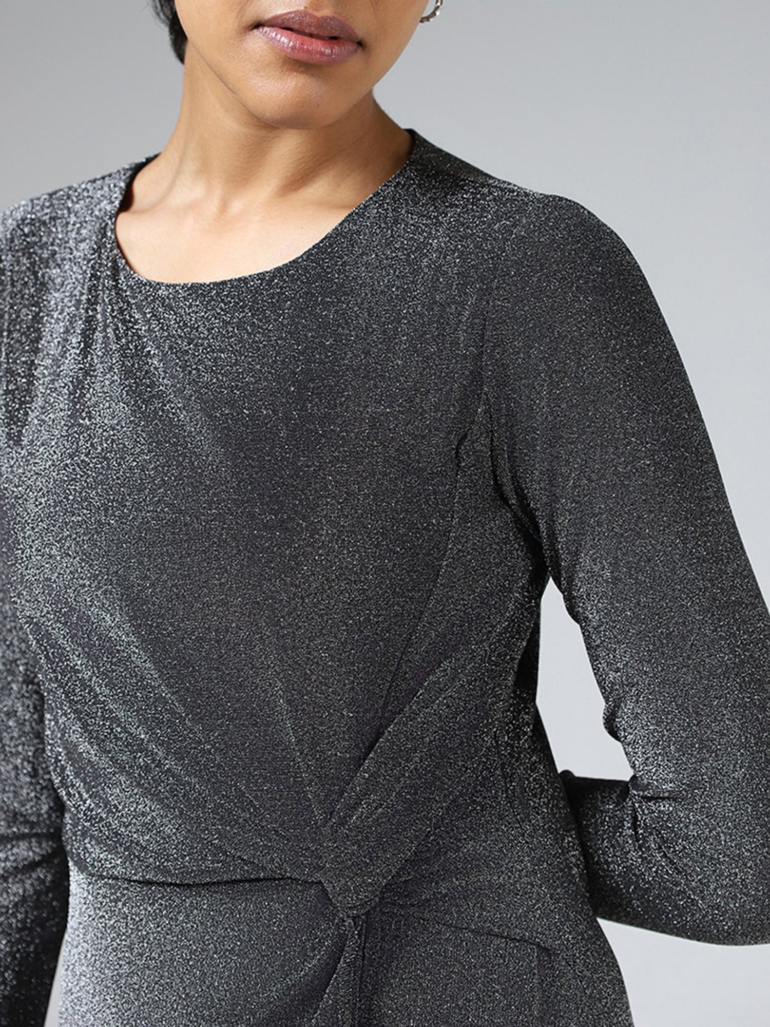 スカート Asymmetric Knitted Volume Dress - grey Swedish Folk Blue-Grey Asymmetrical Dress – coeurstyle