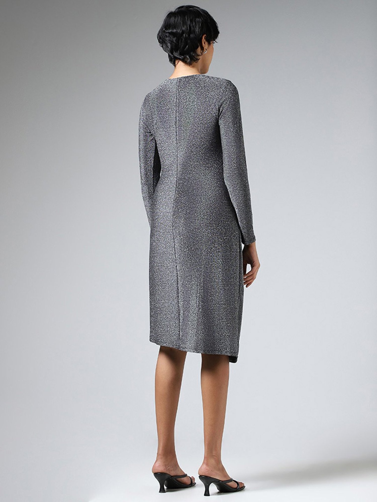 スカート Asymmetric Knitted Volume Dress - grey Swedish Folk Blue-Grey Asymmetrical Dress – coeurstyle