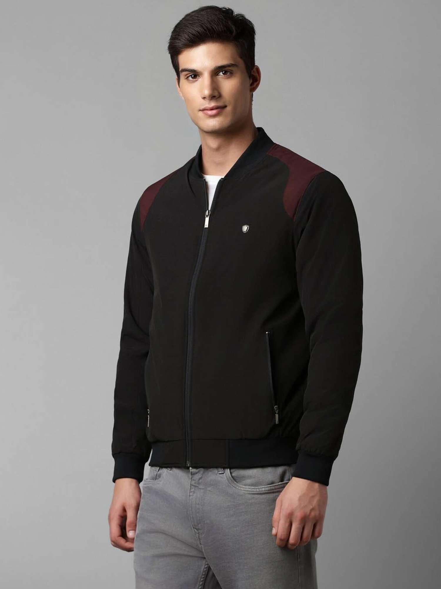 Buy Louis Philippe Men Casual Black Brown Solid Reversible Jacket online
