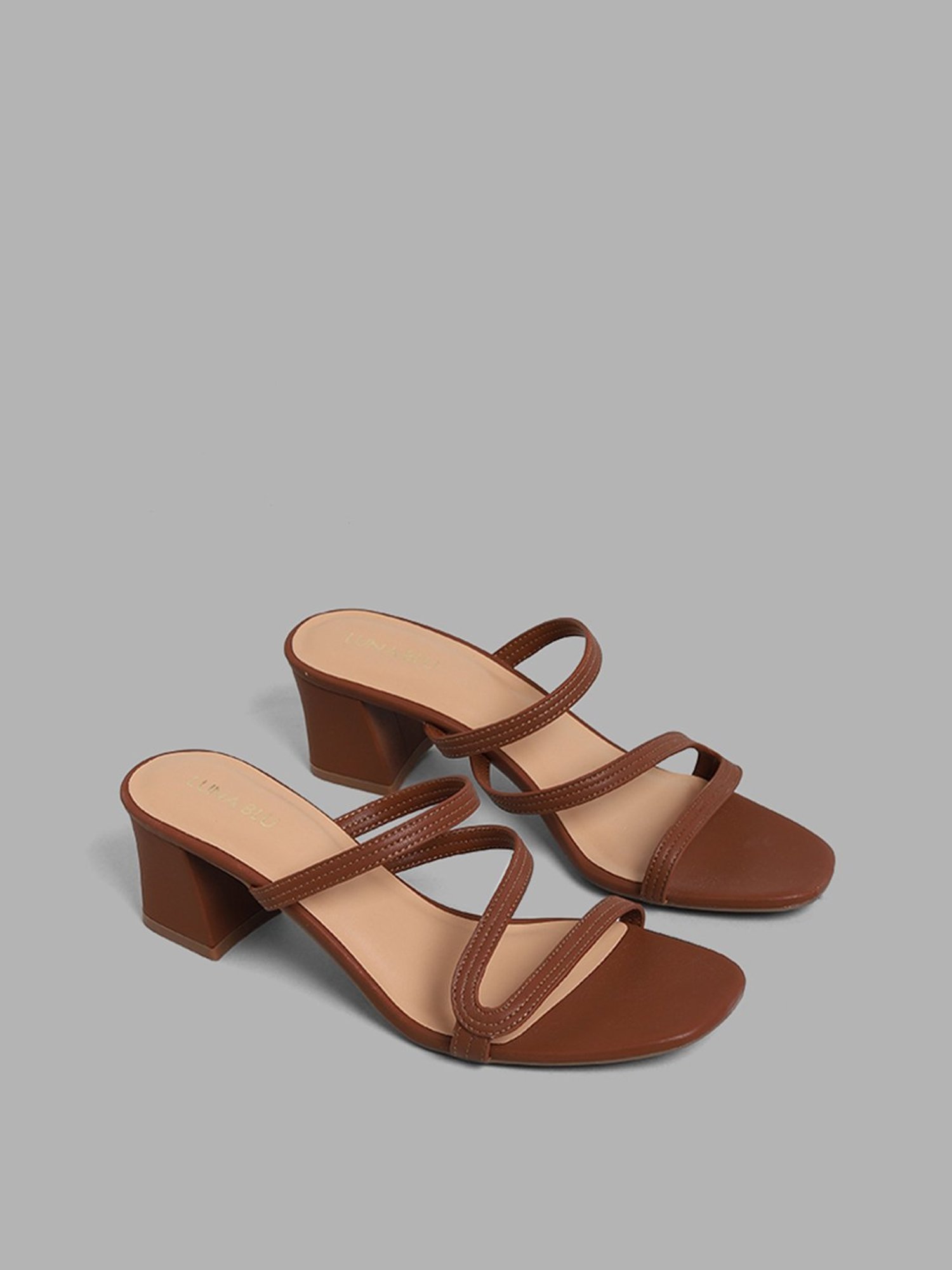 Wedge-heeled leather sandals - Dark beige - Ladies | H&M