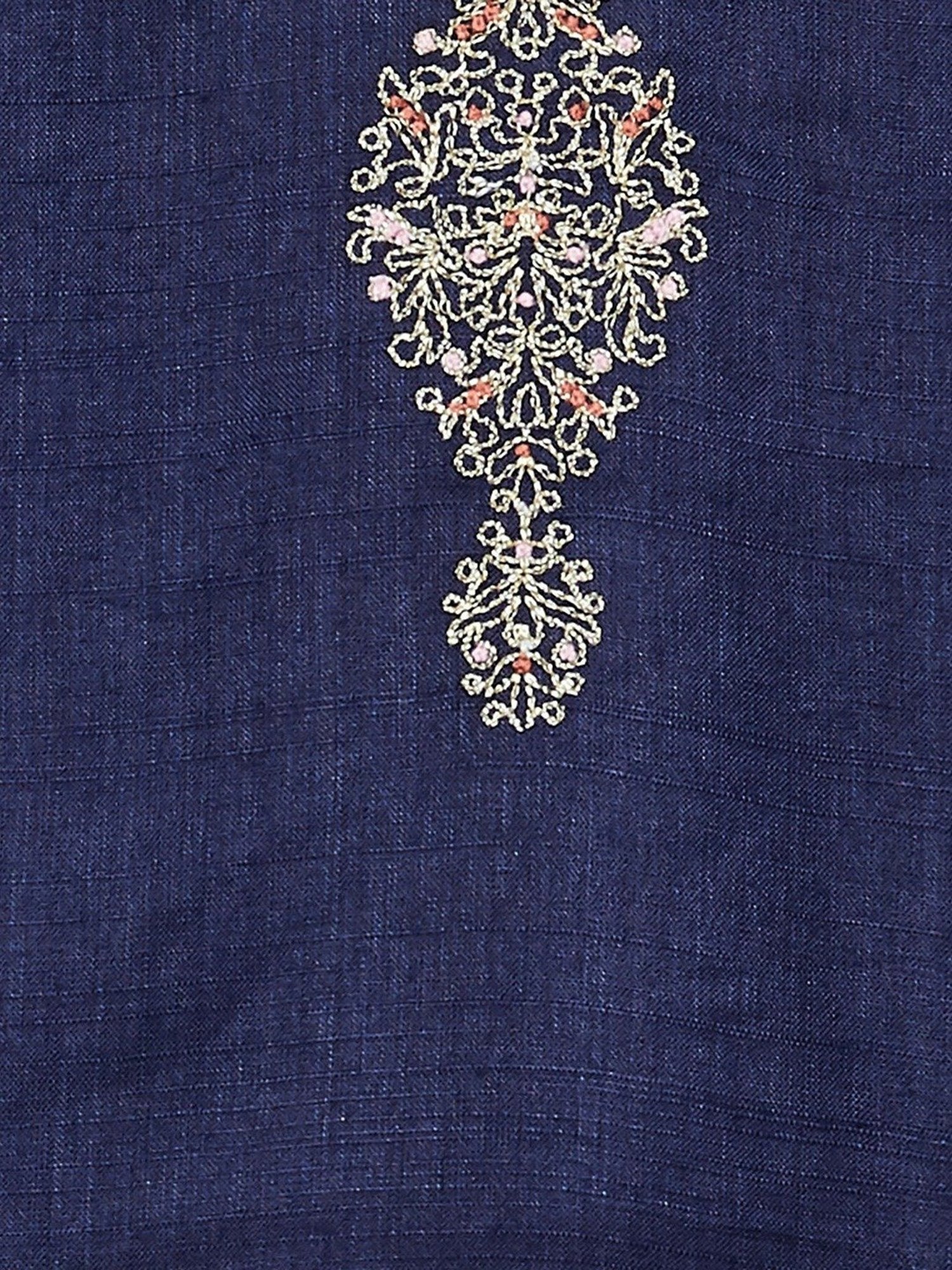 Rangmanch by Pantaloons Blue Embroidered Straight Kurta