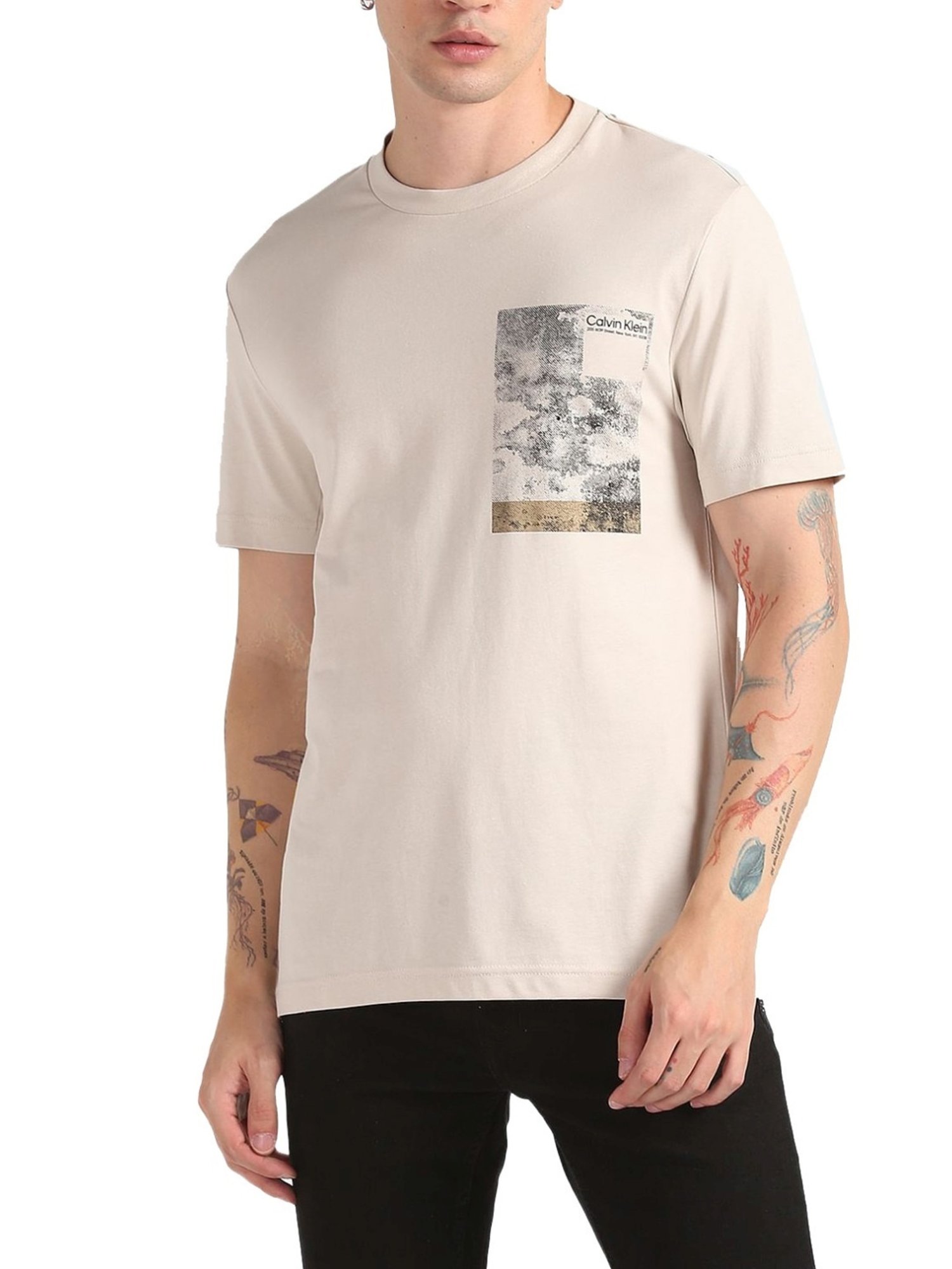 Calvin Klein - Beige Cotton T-Shirt