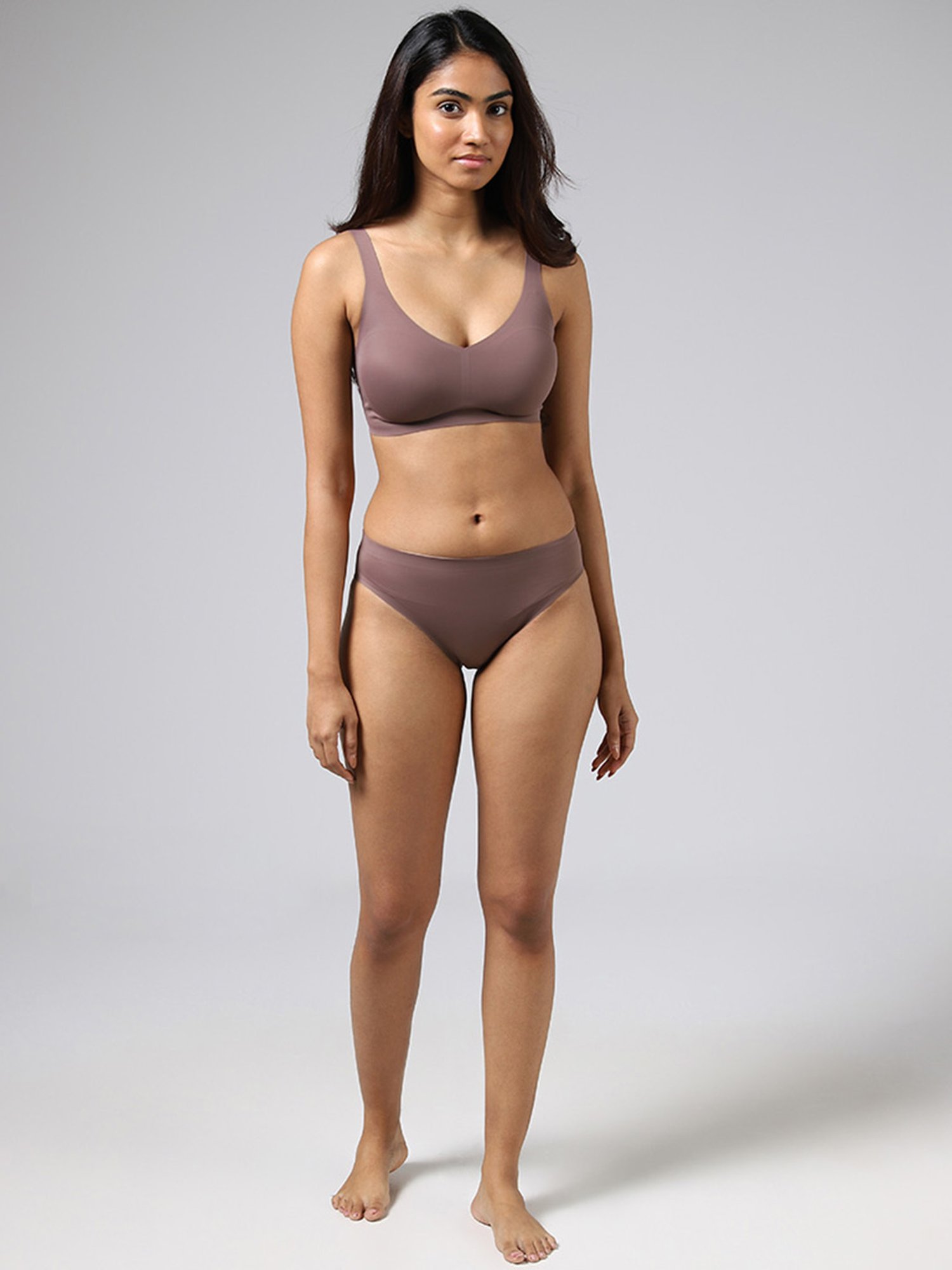 Buy Wunderlove Soft Brown Self-Patterned Bra from Westside