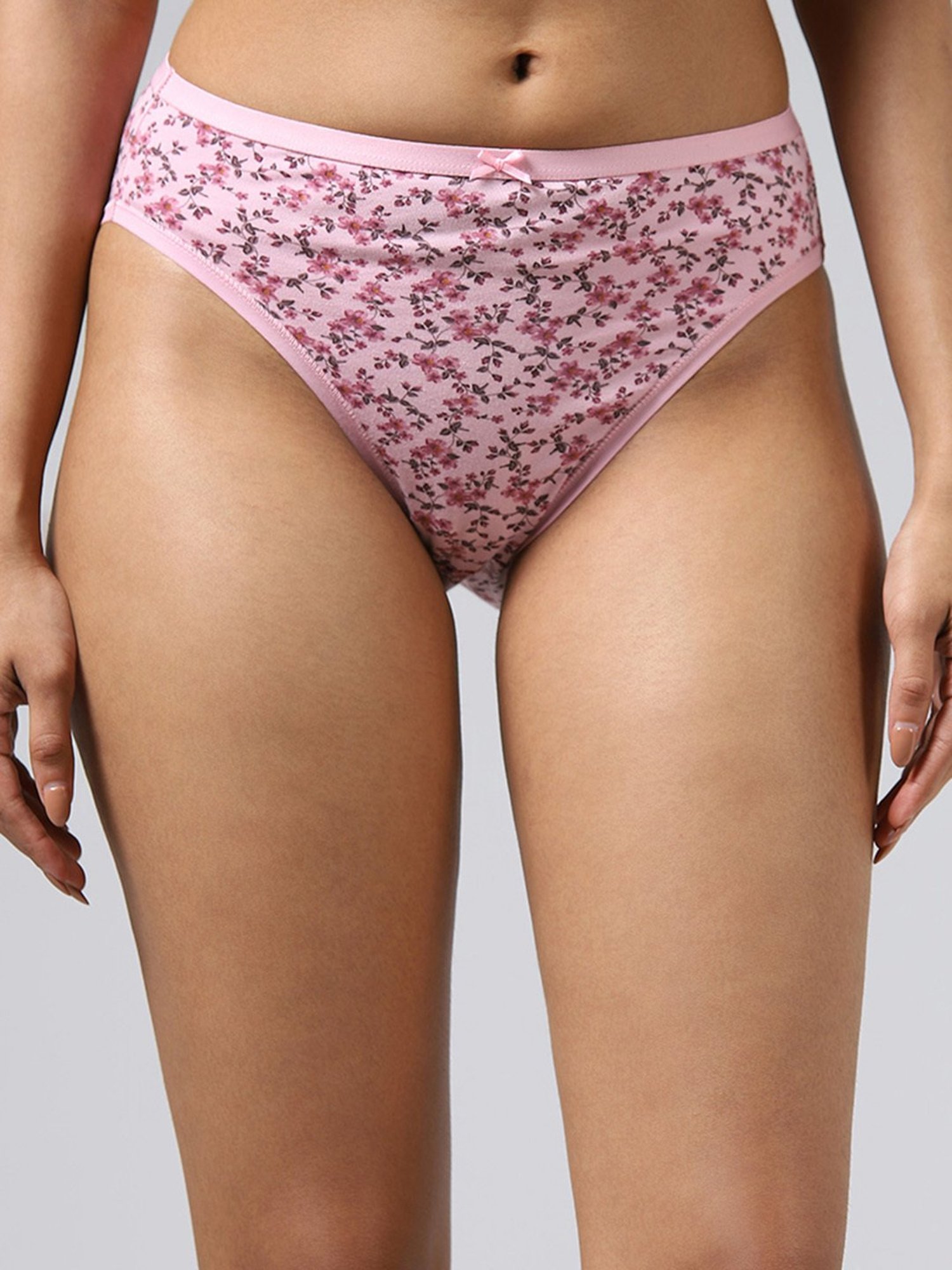 Buy Wunderlove Pink Polka Dotted High Leg Briefs - Pack of 3 from