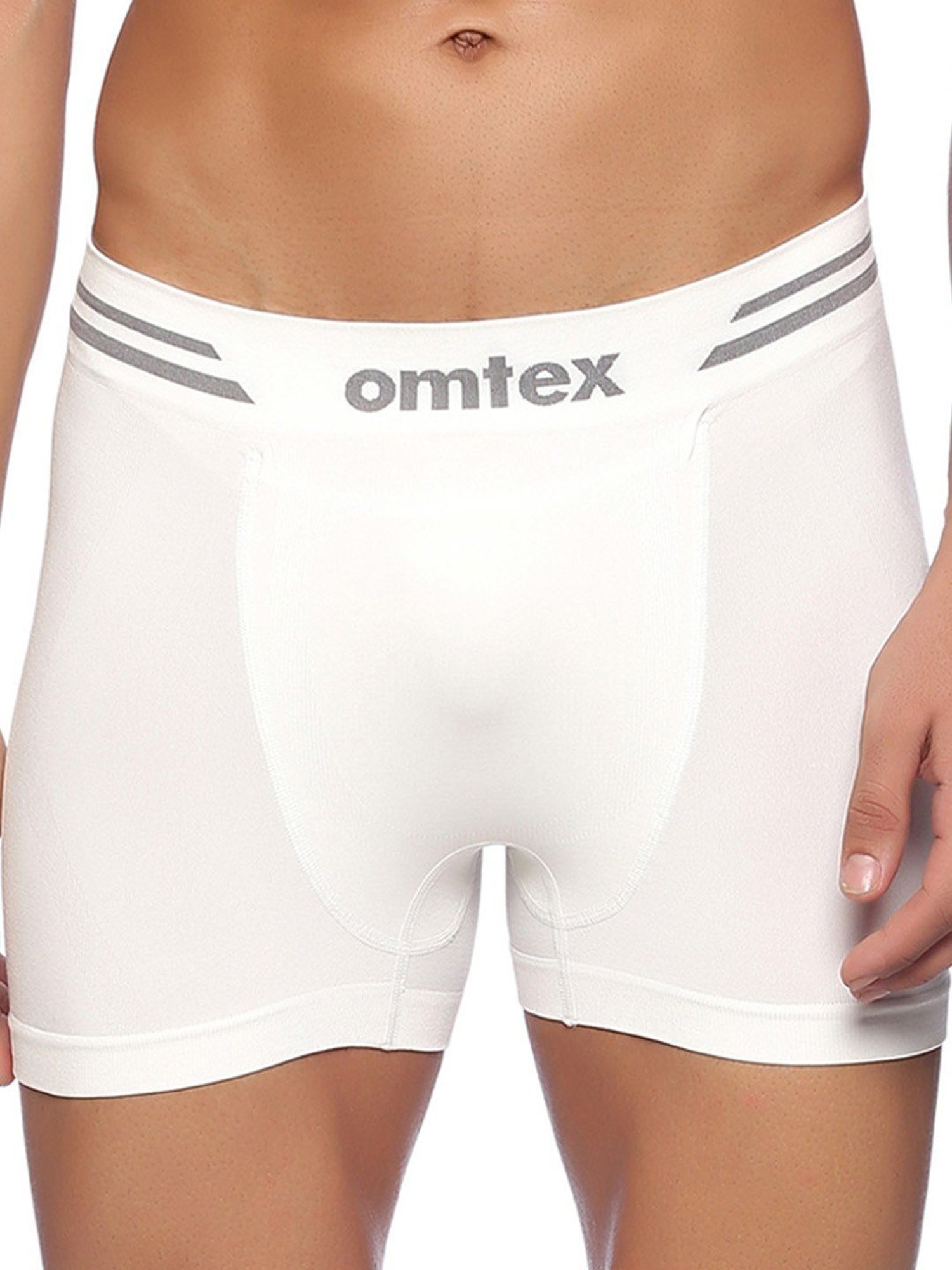 Omtex Men's Athletic Seamless Short Stretchable Pack of 2 (White) Size - XS