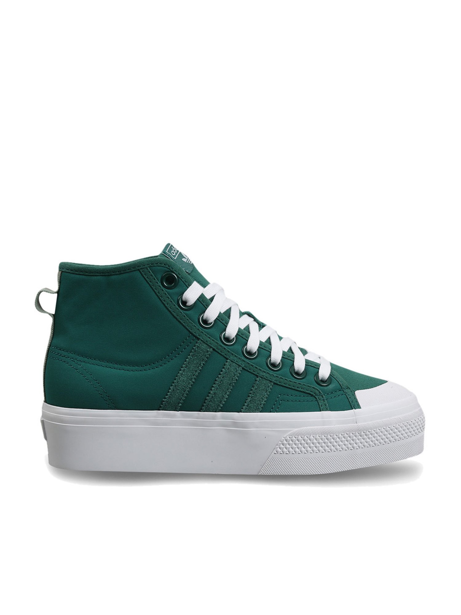 adidas gazelle silver green womens adidas Nizza Mid Platform High Top Sneaker in Core Black/White main image 0