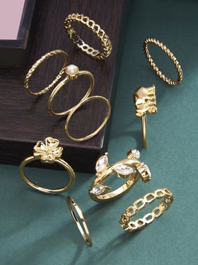 Buy Zaveri Pearls Set of 10 Classy Stackable Rings-ZPFK13683