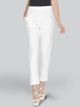 Buy Lyra Beige & White Cotton Leggings - Pack Of 2 for Women