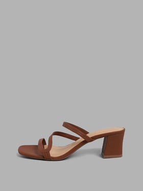 LUNA BLU by Westside Brown Strappy Block Heel Sandals