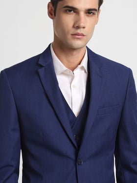 『TSJ SUITS 3P NAVY L』 Buy Allen Solly Navy Slim Fit Three Piece Suit for Mens Online