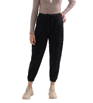 Black Relaxed Fit Joggers for Women