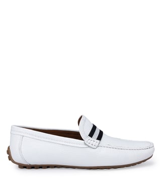 Rosso Brunello White Men s Leather Mocassins