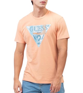 Orange and white sales guess shirt