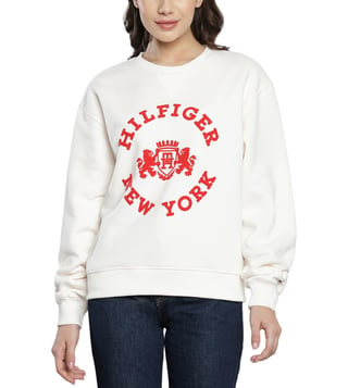 Buy Tommy Hilfiger White & Red Printed Regular Fit Sweatshirt for Women  Online @ Tata CLiQ Luxury