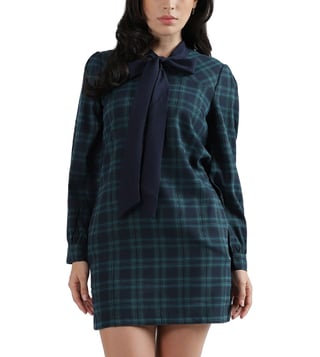 Get Green Gingham Straight Dress at ₹ 999