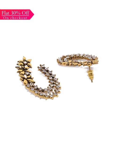 Zaveri Pearls Clear & Golden Alloy Dangler Earrings-picture-19