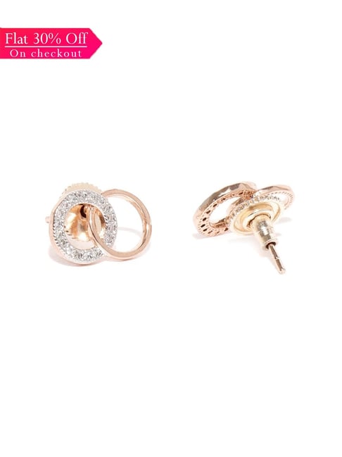 Zaveri Pearls Clear & Rose Gold Brass Stud Earrings-picture-26