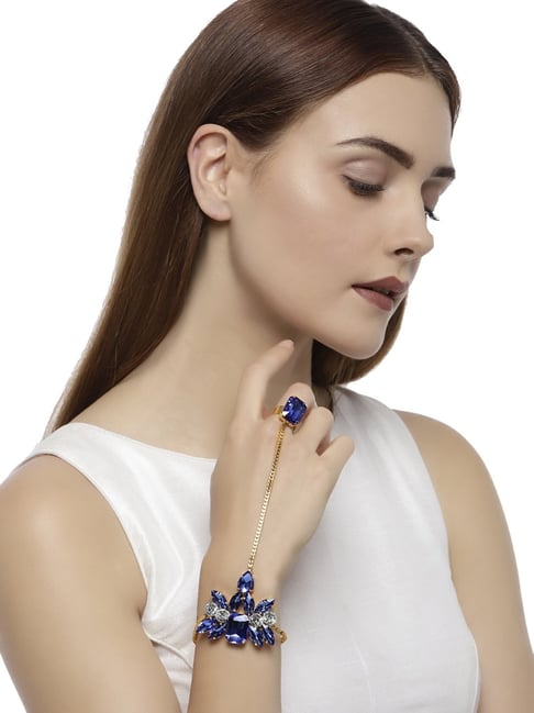 Zaveri Pearls Blue & Clear Alloy Hand Harness-picture-10