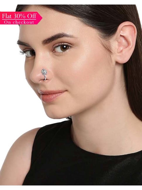 Zaveri Pearls Silver Alloy Nose Clip - Set of 4