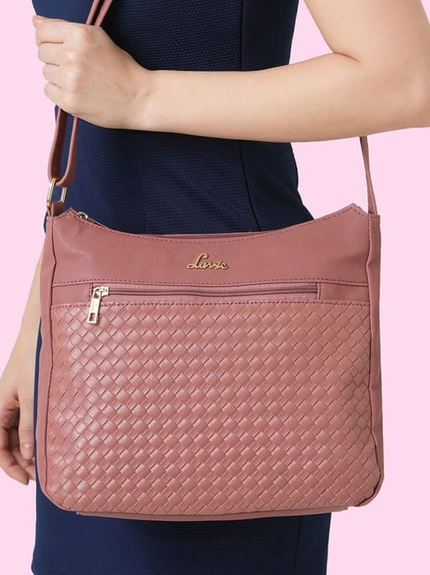 Buy Lavie Moritz Blush Pink Textured Sling Handbag For Women At