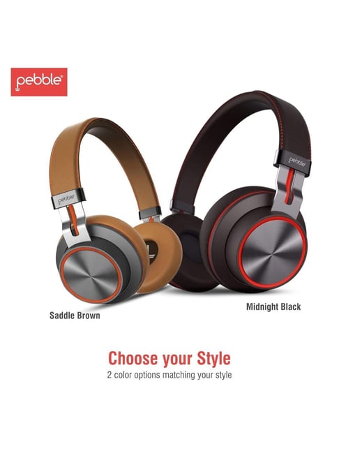 Pebble Zest Pro Over The Ear Bluetooth Headphone With Mic (Brown)