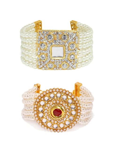 Zaveri Pearls Clear Alloy Classic Bracelet - Set of 2-picture-36