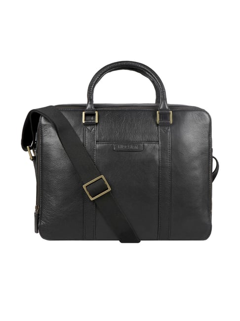Hidesign Black Leather Medium Messenger Bag