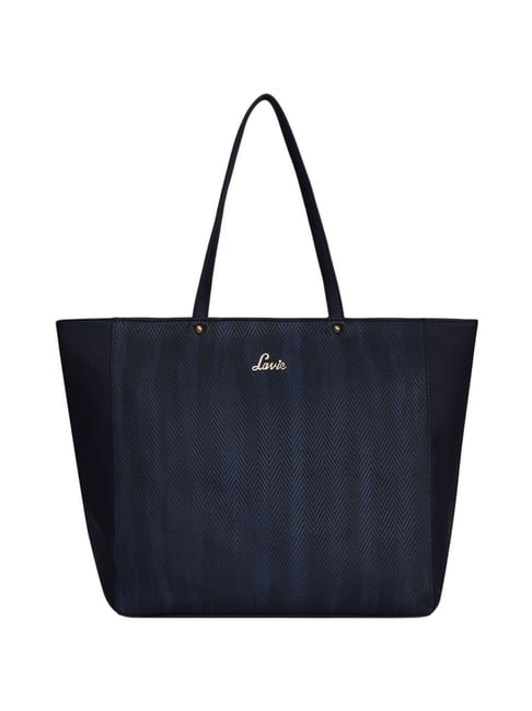 Buy Lavie Malgana Navy Textured Medium Tote Handbag For Women At