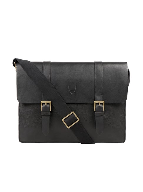 Hidesign Ecom Black Solid Medium Messenger Bag