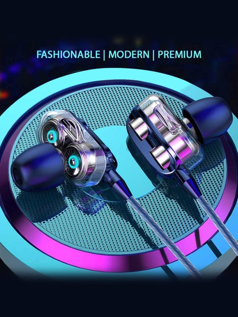 PTron Boom Pro 4D In-Ear Wired Earphones (Dark Blue)