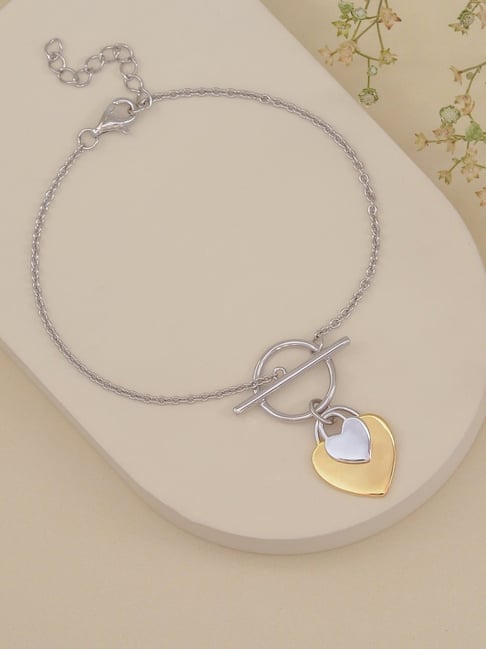 Sophia B Double Heart Charm & Toggle Clasp 2-tone Silver Necklace –  IceTrends