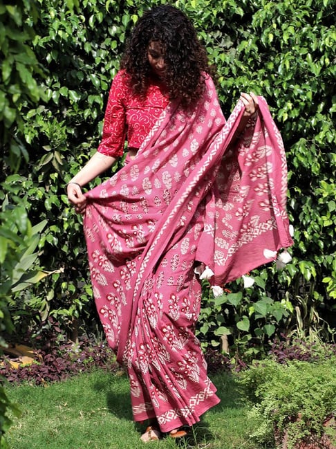 Chidiyaa Pink Paisley Gul Saree-picture-17
