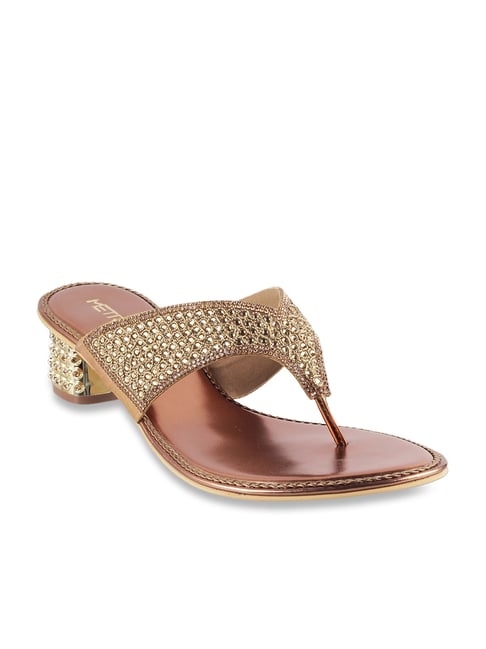 Buy Metro Women's Golden Thong Sandals for Women at Best Price @ Tata CLiQ